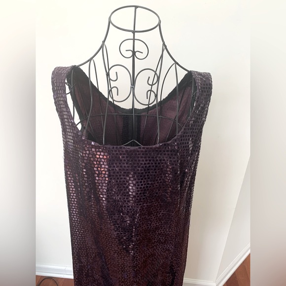 Fabulous Two-Piece Custom Sequence Gown & Feather Opera Coat Purple Sz 16 - Picture 5 of 11